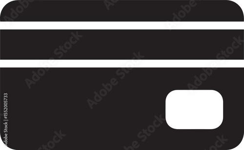 Simple black credit card icon with rounded corners on a Transparent Background silhouette