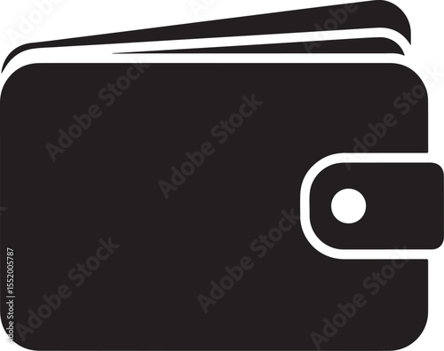 Black silhouette of a wallet with a snap closure on a Transparent Background