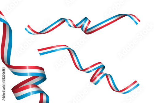 Set of flag ribbon with colors of Luxembourg for independence day celebration decoration