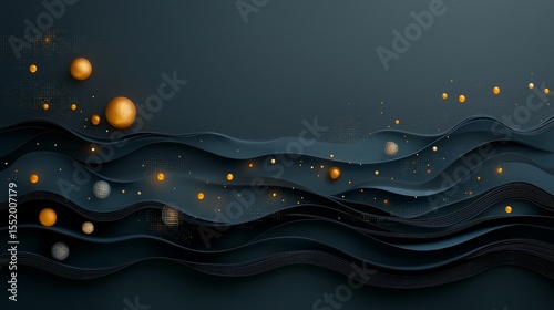 Dynamic waves of gold and blue light abstract graphic design digital art modern aesthetics top view visual flow concepts