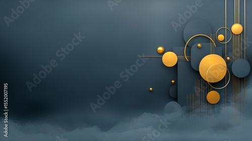 Abstract geometric art digital space visual design dark atmosphere eye-level view modern aesthetics for impact