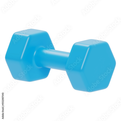blue dumbbell 3d icon in cartoon plastic style minimal isolated on transparent white background, clipping path	
