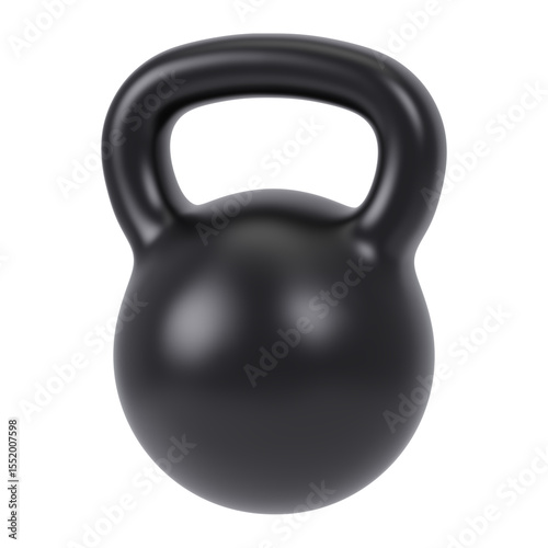 Black Kettlebell3d icon in cartoon plastic style minimal isolated on transparent white background, clipping path	
