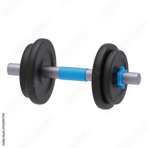 dumbbell 3d icon in cartoon plastic style minimal isolated on transparent white background, clipping path	
