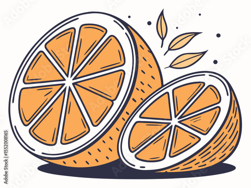 Vibrant Orange Slices Illustration Juicy Citrus Fruit Design