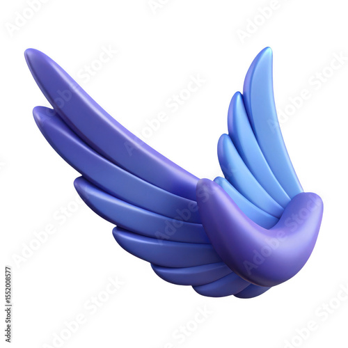 3d render of abstract purple and blue wings isolated on transparent background