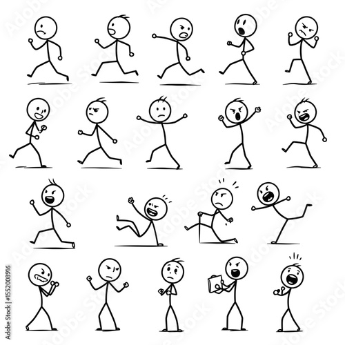 Diverse stick figure emotions and actions depicting a range of human feelings