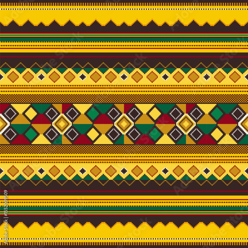 Kente cloth. African geometric seamless pattern.