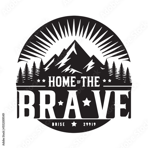 Black Home of the Brave” typography Silhouette Vector, High Quality Illustration on White Background