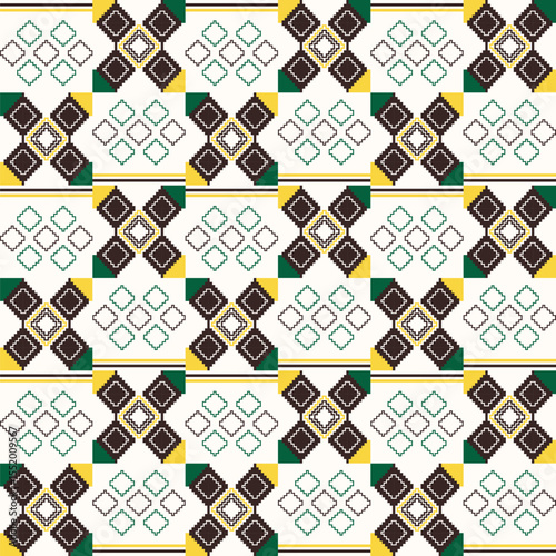 Kente cloth. African geometric seamless pattern.