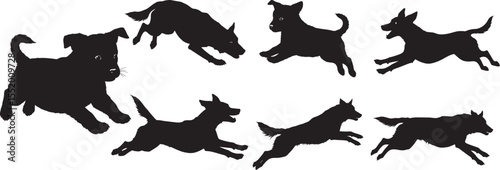 Dog running in motion pose vector illustration