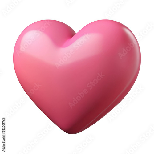 3d realistic pink heart shape isolated on transparent background