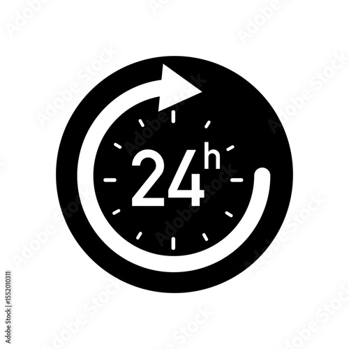 24h icon on black colour