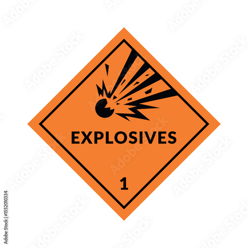 Explosive Hazard Sign Vector Flat Design On White Background. Warning Label Class 1.