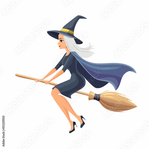 halloween witch with broom