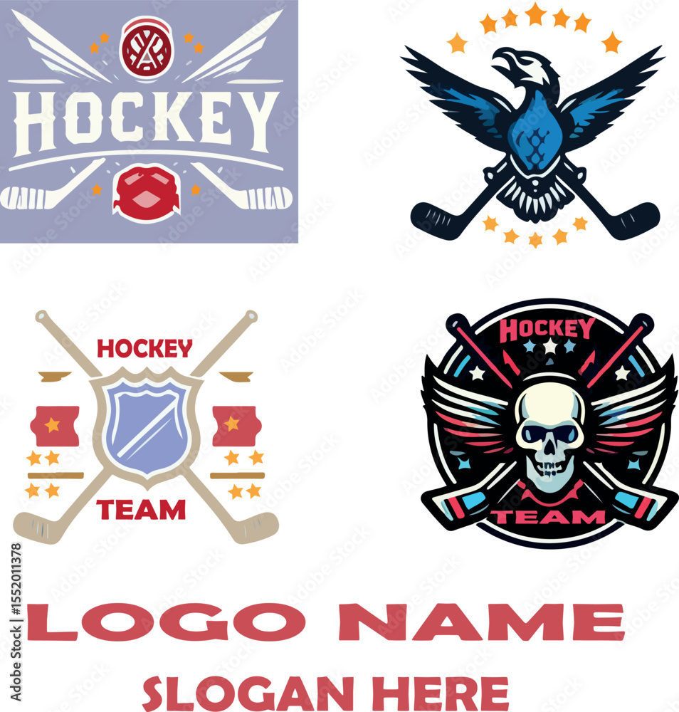 Fototapeta premium Hockey Logo icon vector white background .