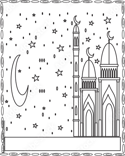 Mosque Line Minimalist Design of Islamic Ornament Background.