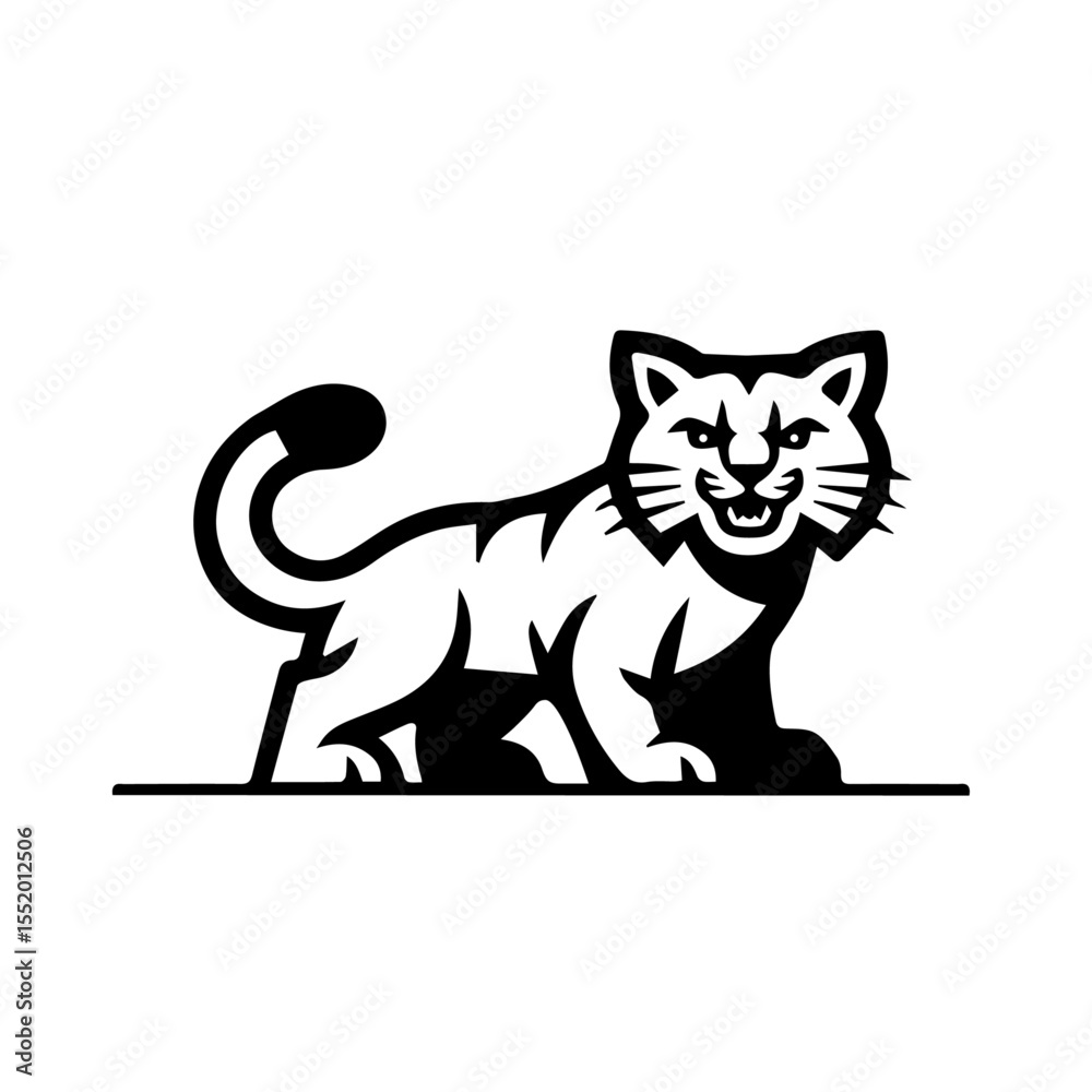 Obraz premium Black cat illustration, Black cat logo design.