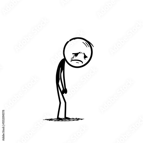 Sad stick figure illustration depicting emotional distress and mental health challenges
