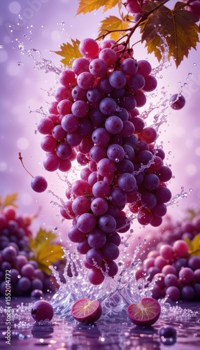 Wallpaper Mural Vibrant Purple Grapes Splashing in Water A Delicious Twilight Scene Torontodigital.ca