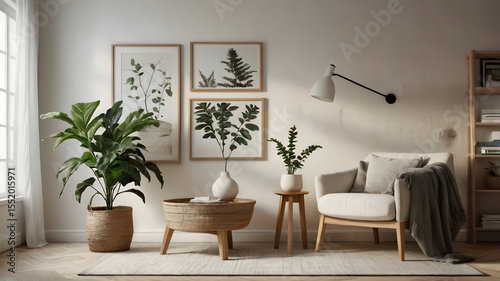Scandinavian Corner with Plant and Frame – Light Minimal Living