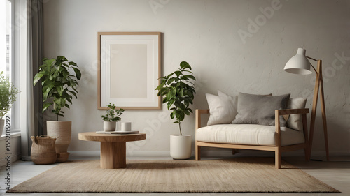 Scandinavian Corner with Plant and Frame – Light Minimal Living