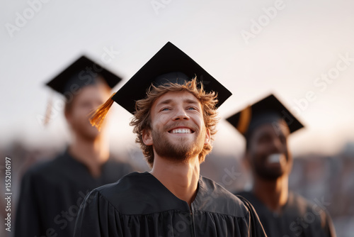 Graduating student smiling in cap and gown