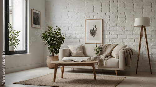 Scandinavian Corner with Plant and Frame – Light Minimal Living