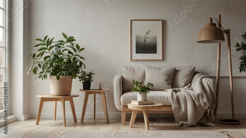 Scandinavian Corner with Plant and Frame – Light Minimal Living