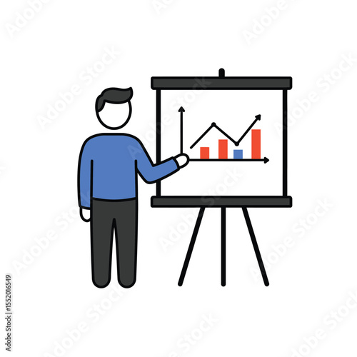 A businessman draws a rising graph symbolizing growth and success for a real estate property, illustrating the concept of a thriving home market