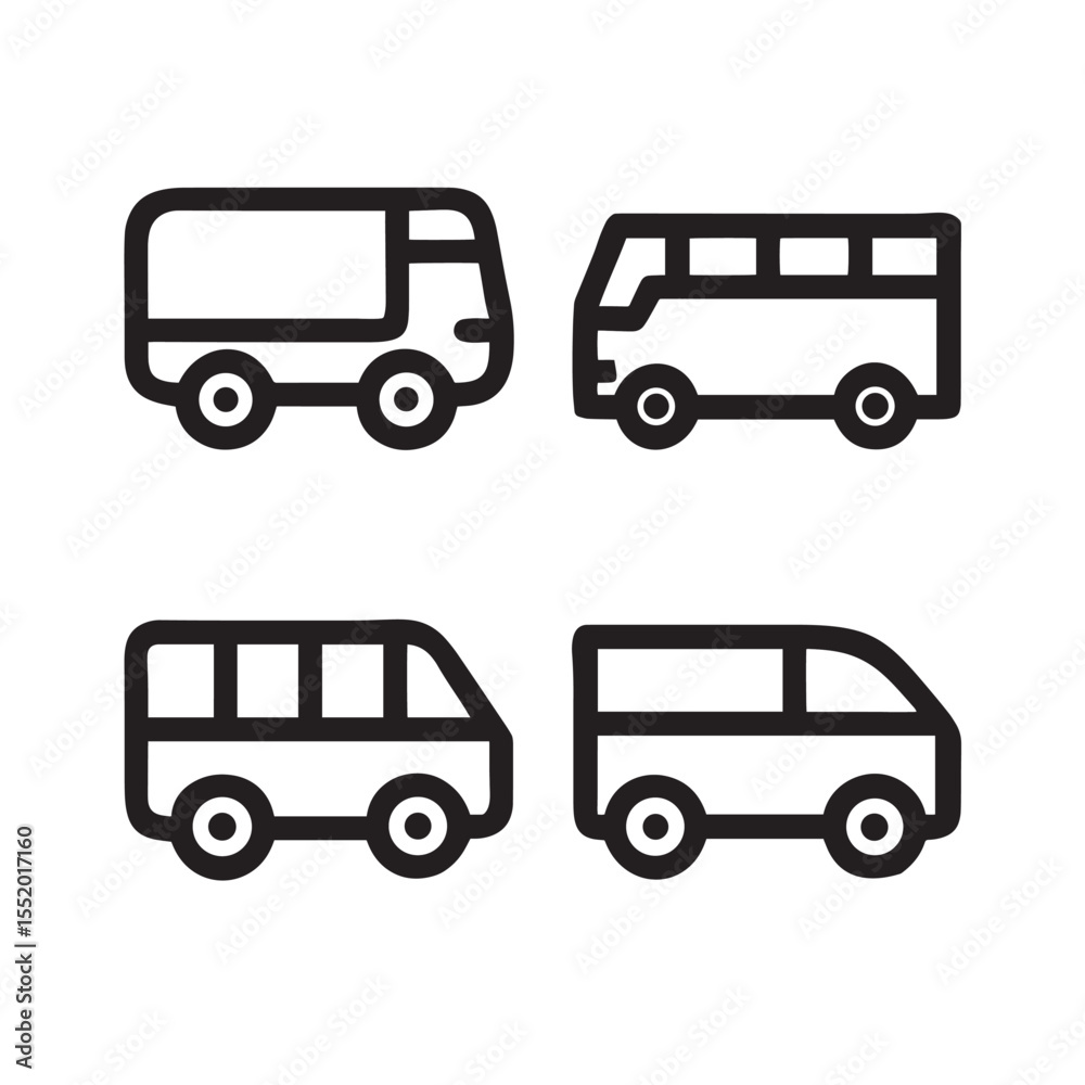Minibus Icons in Two-Color & Black – Web & Mobile UI Ready Minibus Icons in Two-Color & Black – Web & Mobile UI Ready