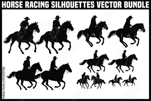Horse Racing Silhouettes Vector Bundle