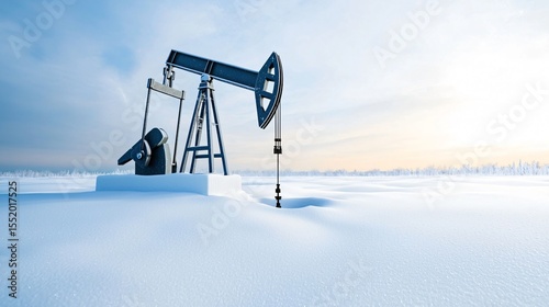A barren landscape undergoing seasonal change (e.g., from winter to summer), with subtle shifts in oil wells' activity, representing seasonal demand fluctuations in the market.