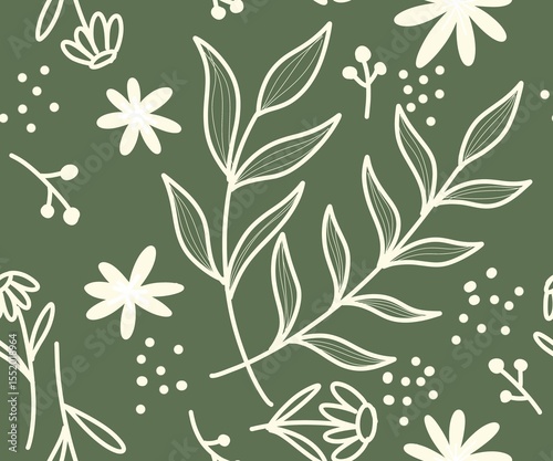 botanical pattern seamless background nature handrawn