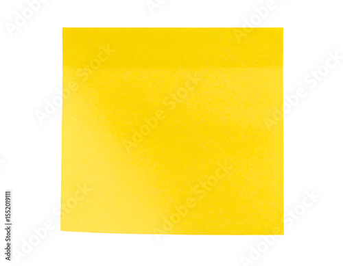 Bright yellow square sticky note isolated on black background with copy space