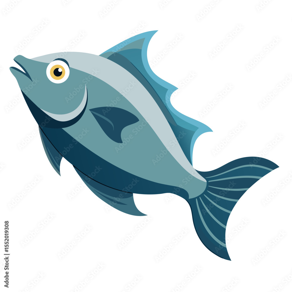 Obraz premium Clean Halibut Fish Vector Illustration