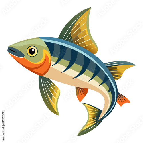 Minimalist Minnow Fish Graphic on White Background
