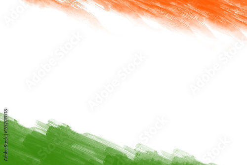 Indian flag colours with rough brush strokes, silhouette illustration isolated isolated transparent background
