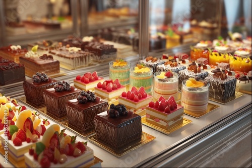 ショーケースに並んだケーキ（スイーツ・デザート・洋菓子）