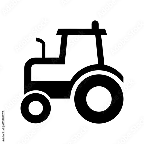 Tractor icon in minimalist style with white background for agricultural branding