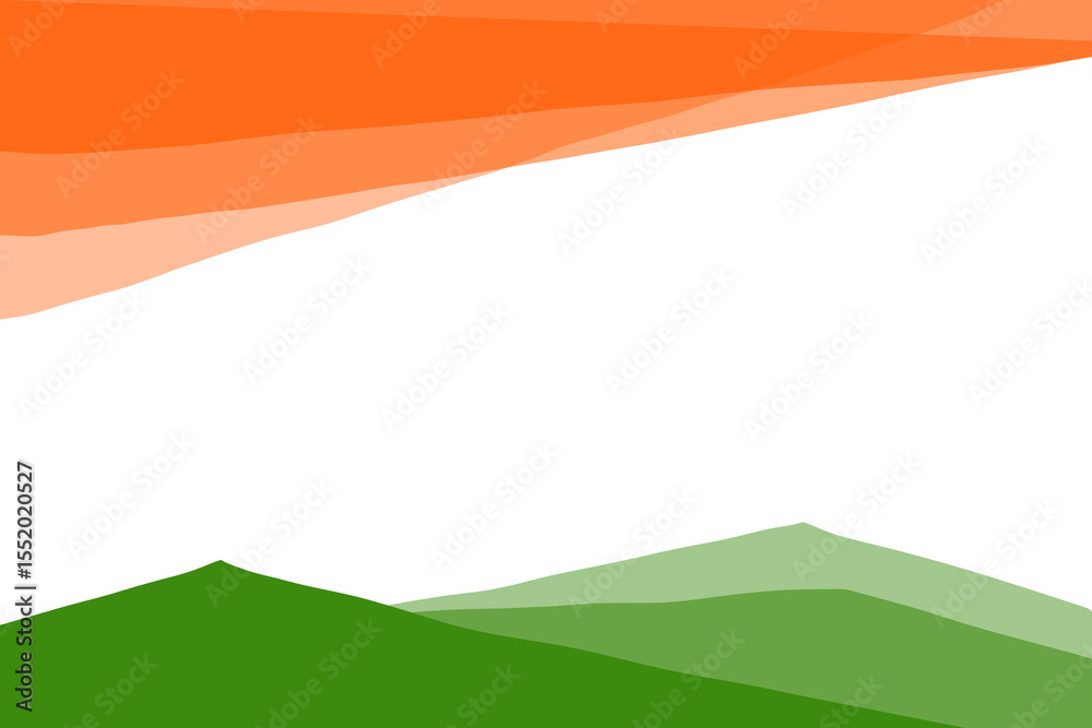 Obraz premium Indian flag colours with rough brush strokes, silhouette illustration isolated isolated transparent background 