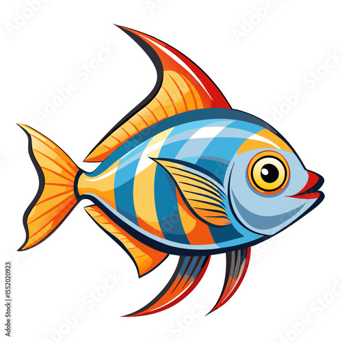 Minimalist Tetra Fish Graphic on White Background