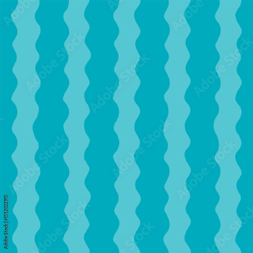 Seamless pattern with bold wavy vertical stripes in light blue and teal. Abst...