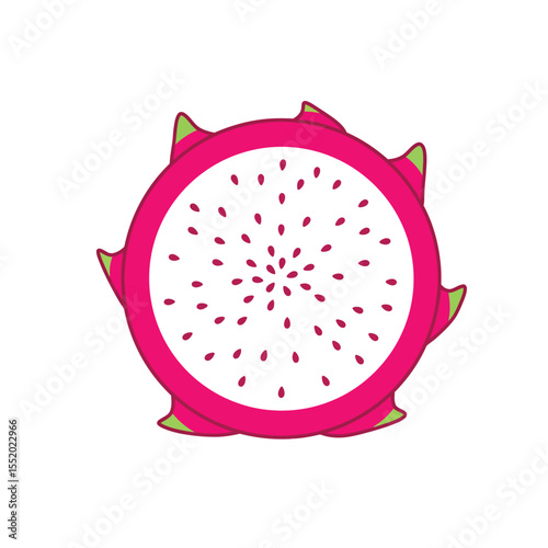 Fresh red and pink dragon fruit, also known as pitaya, isolated on a white background