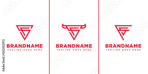 Letters SF FS Bull Triangle Logo, symbolizing strength, ambition, and stability