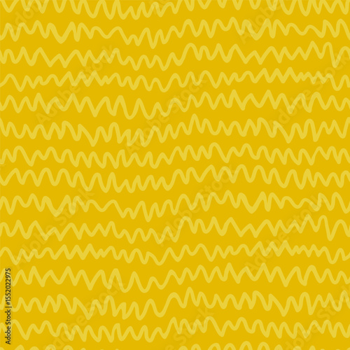 Zigzag seamless pattern in monochrome yellow tones. Hand drawn zig zag line background with textured brush effect. Perfect for fabric, packaging, wrapping paper or bold interior accents.