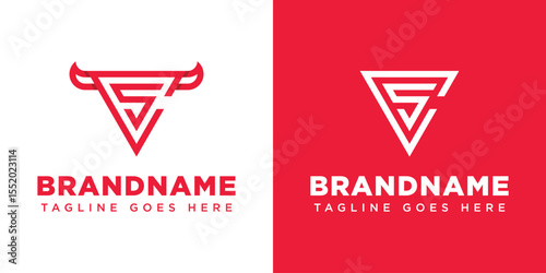 Letters SC CS Bull Triangle Logo, symbolizing strength, ambition, and stability