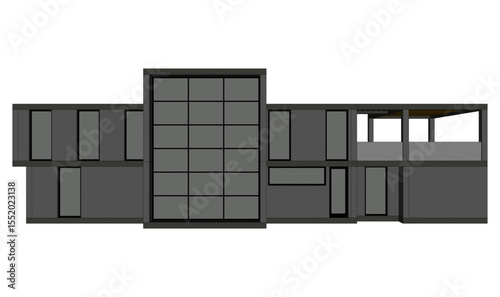 Modern house building sketch architectural 3d rendering