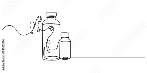Mouthwash in one continuous line. One line drawing, minimalism. Vector illustration, mouthwash pro vector concept. mouthwash bottle, Dental care products, Dispenser Bottle with Liquid white background