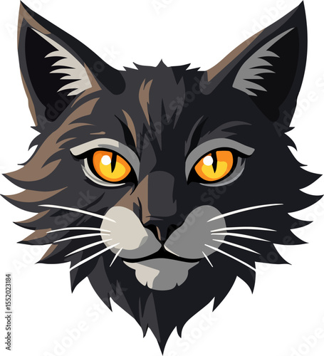  Icon of a realistic gray cat's head with big yellow eyes and thick white whiskers.